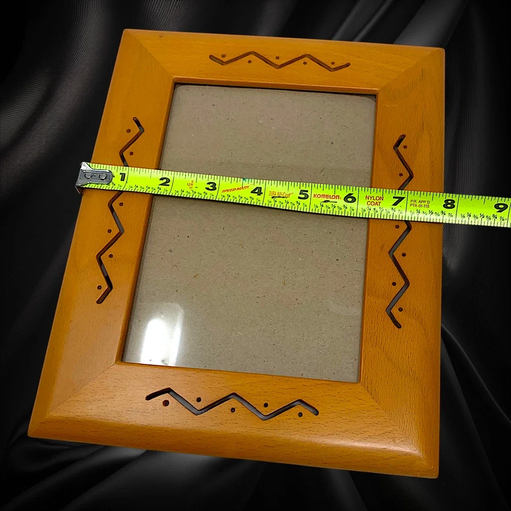 Vintage 90s FETCO Solid Wood 5x7 Picture Frame Geometric Zig Zag Modernist Y2K